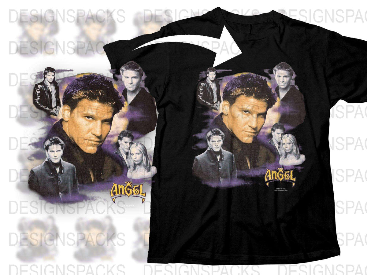 Angel TV Show Graphic T-Shirt, Vintage Buffy Spinoff Series Tee, 90s Nostalgia, Unisex Black Shirt