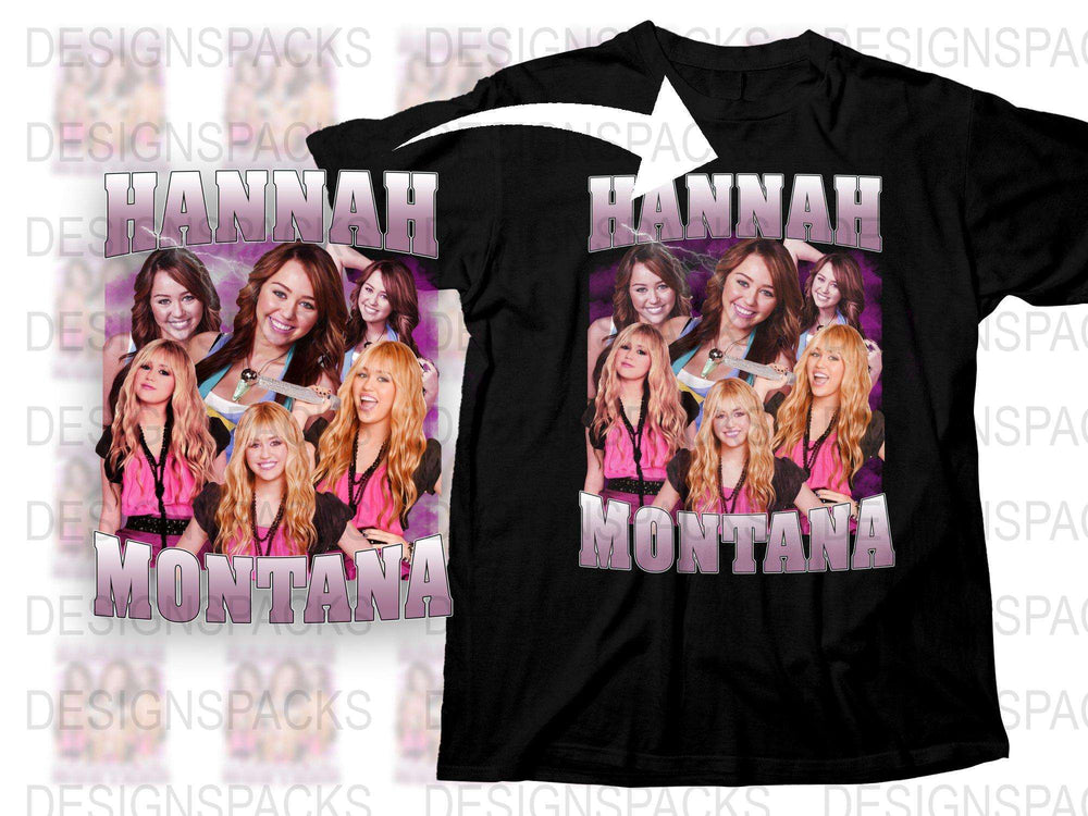 Vintage Hannah Montana T-Shirt, Retro 2000s Pop Star Graphic Tee, Nostalgic Music Fan Merchandise, Multi-Image Design, Unisex Fashion