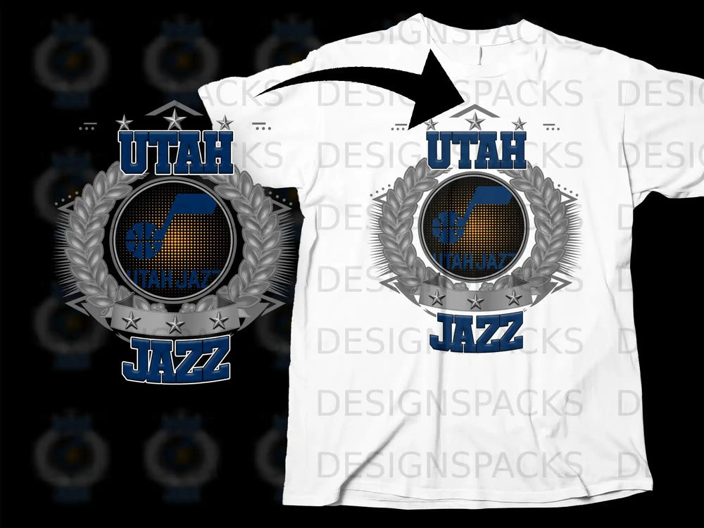 Utah Jazz Logo on White Tee Basketball Fan T-shirt