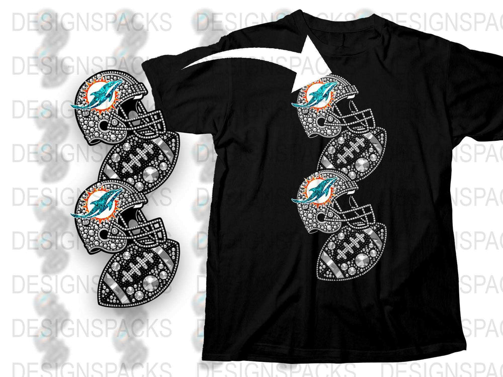 Miami Football T-Shirt, Unique Dolphin Graphic, Men's Sports Tee, Casual Black Shirt with Vibrant Print