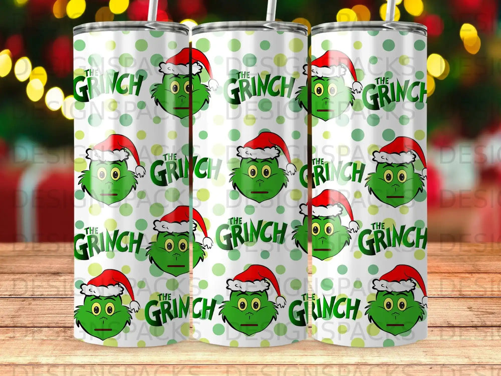 The Grinch Santa Hat Green Polka Dots Tumbler product type