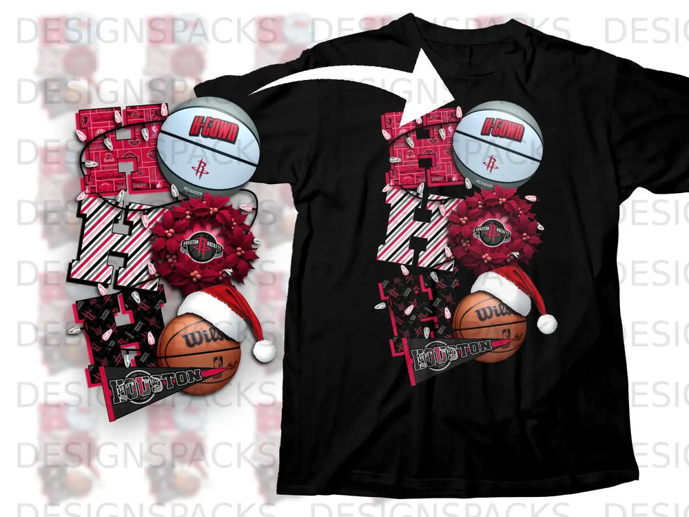 H-Town Houston Rockets Holiday Basketball T-shirt