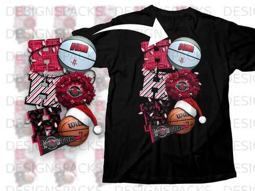 H-Town Houston Rockets Holiday Basketball T-shirt