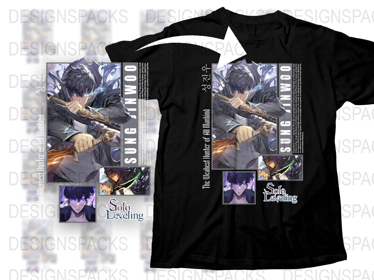 Solo Leveling Sung Jin-Woo Graphic T-Shirt and Matching Posters Set, Anime Inspired Merchandise