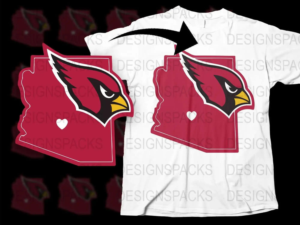 Custom Arizona Cardinal Inspired T-Shirt, Vinyl Car Decal Bundle, Fan Gear Set, Red Bird Design, Sports Fan Apparel and Stickers