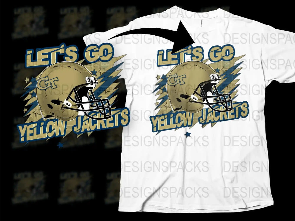 Let's Go Yellow Jackets Football Helmet Graphic T-Shirt, Sports Fan Apparel, Game Day Tee