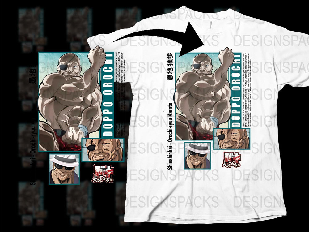 Anime Muscle Man Graphic T-Shirt, Unique Cartoon Character Design, Cool Streetwear, Mens Fashion Tee