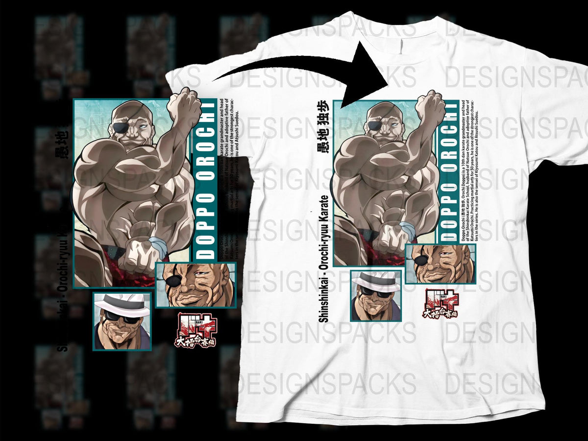 Anime Muscle Man Graphic T-Shirt, Unique Cartoon Character Design, Cool Streetwear, Mens Fashion Tee