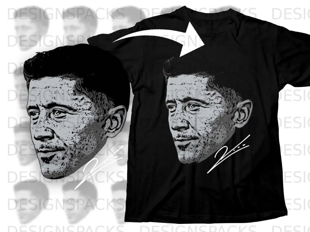 Realistic Face Illustration With Signature T-shirt