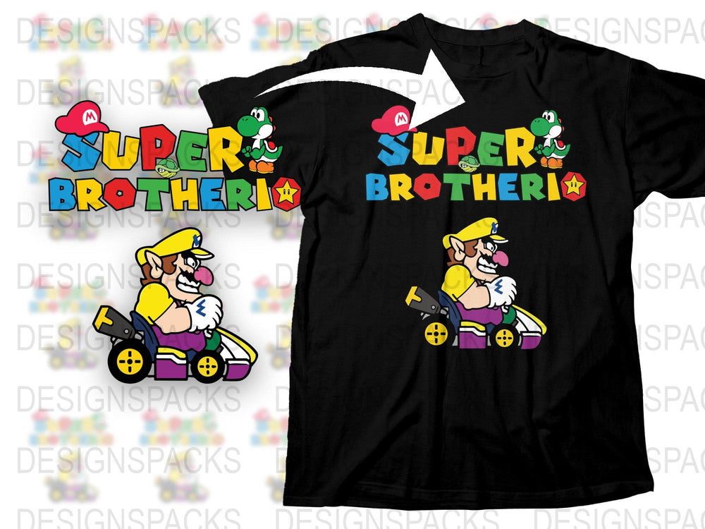 Super Brotheri Kart Adventure Graphic T-Shirt, Vintage Video Game Tee, Unique Gamer Gift, Colorful Retro Shirt Design
