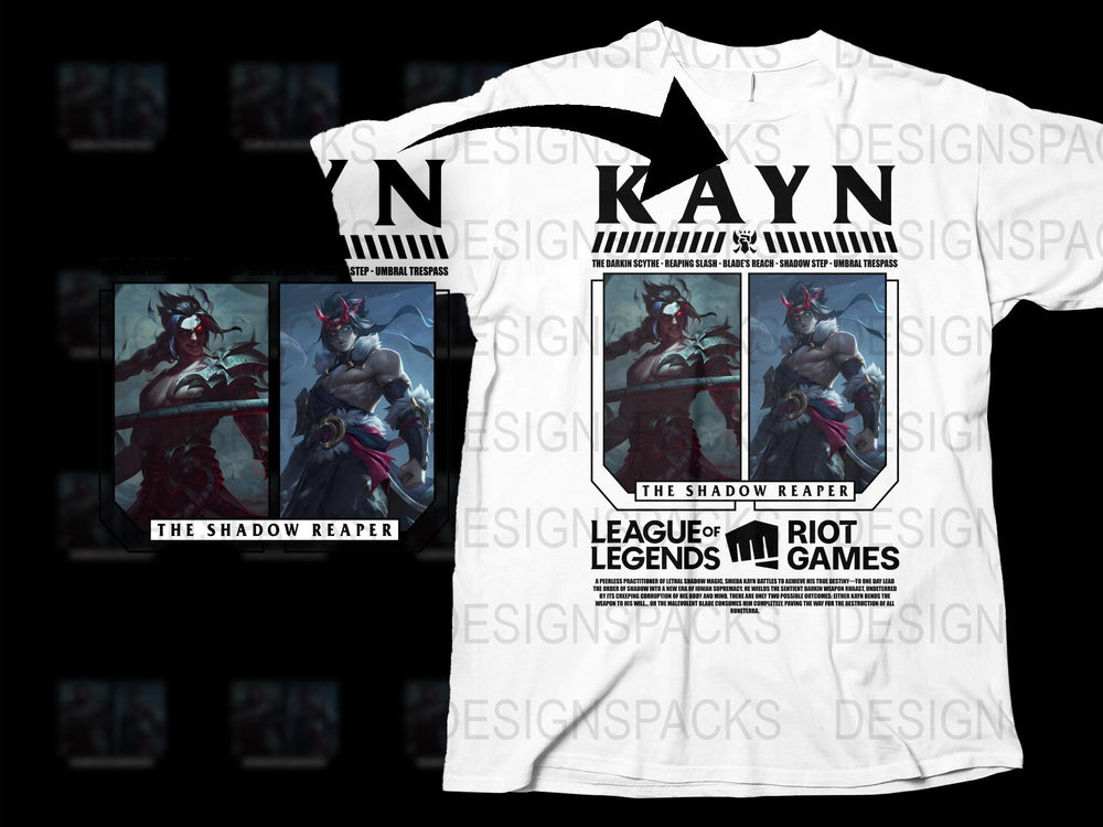League of Legends Kayn T-Shirt, The Shadow Reaper Graphic Tee, Riot Games Merchandise