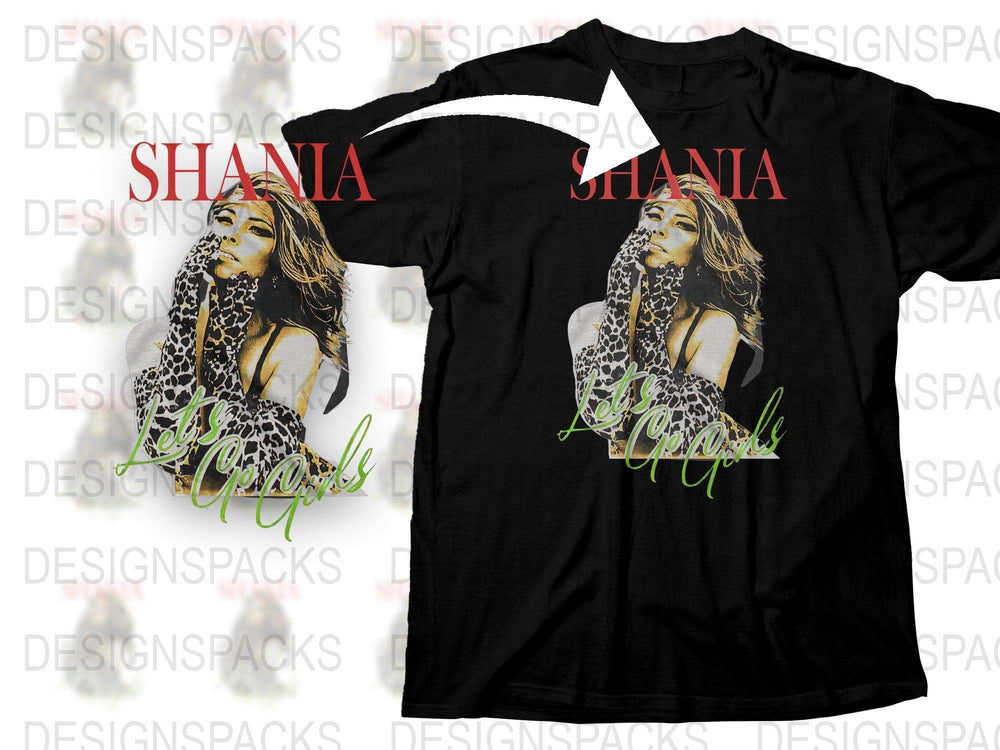 Shania Graphic T-shirt, Women's Fashion Tee, Black Cotton Shirt, Pop Icon Apparel, Vintage Style Top
