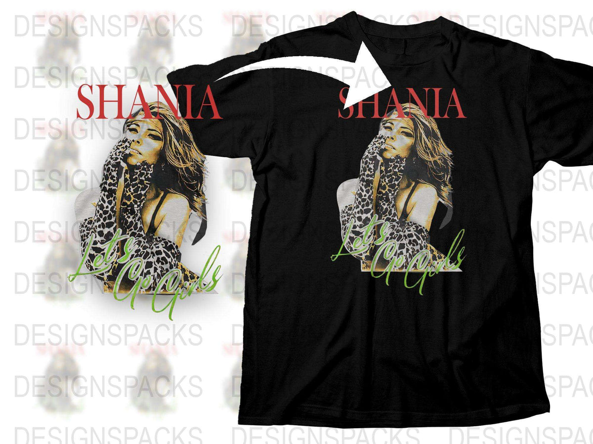 Shania Graphic T-shirt, Women's Fashion Tee, Black Cotton Shirt, Pop Icon Apparel, Vintage Style Top