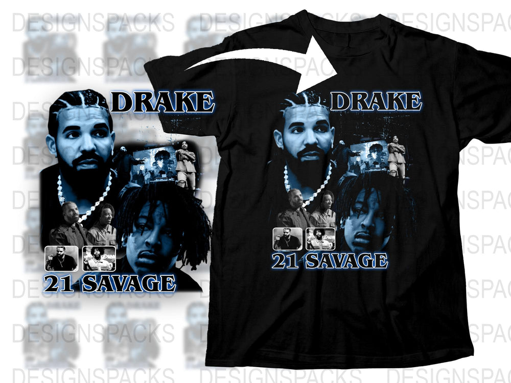 Hip Hop Artists Graphic T-Shirt, Drake and 21 Savage Inspired, Music Fans Apparel, Urban Streetwear, Cool Gift Idea