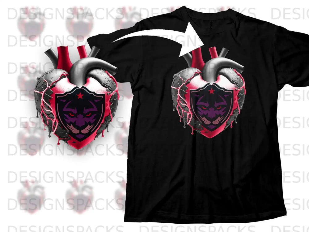 Heart Design with Bold Black Panther Graphic Shirt