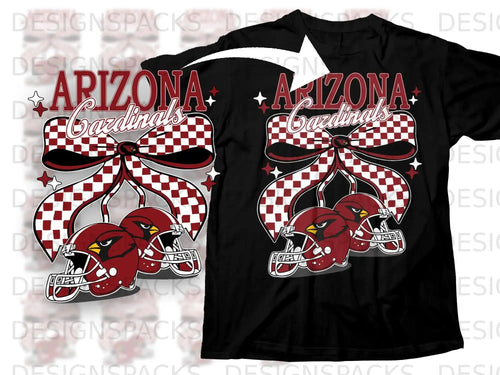 Arizona Cardinals Checkered Bow Design T-Shirt