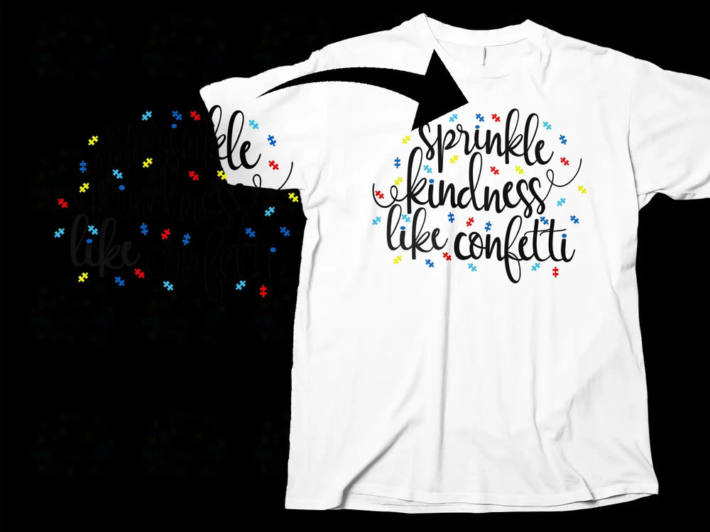 Sprinkle Kindness Like Confetti T-Shirt, Colorful Stars Graphic Tee, Inspirational Quote Shirt