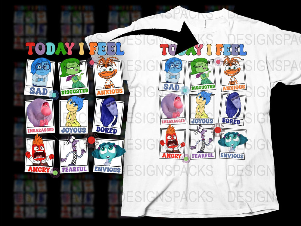 Colorful Emotions T-Shirt, Today I Feel Mood Faces Graphic Tee, Multiple Emotions Kids Shirt, Unisex Adult Clothing