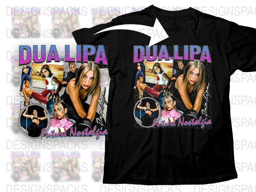 Dua Lipa Future Nostalgia Black T-Shirt, Pop Music Fan Merch, Vintage Style Graphic Tee, Cool Concert Apparel