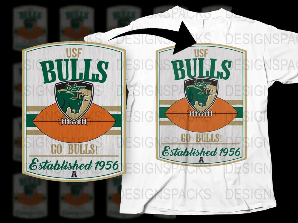 USF Bulls T-Shirt Vintage Sports Design, Established 1956, College Football Fan Apparel