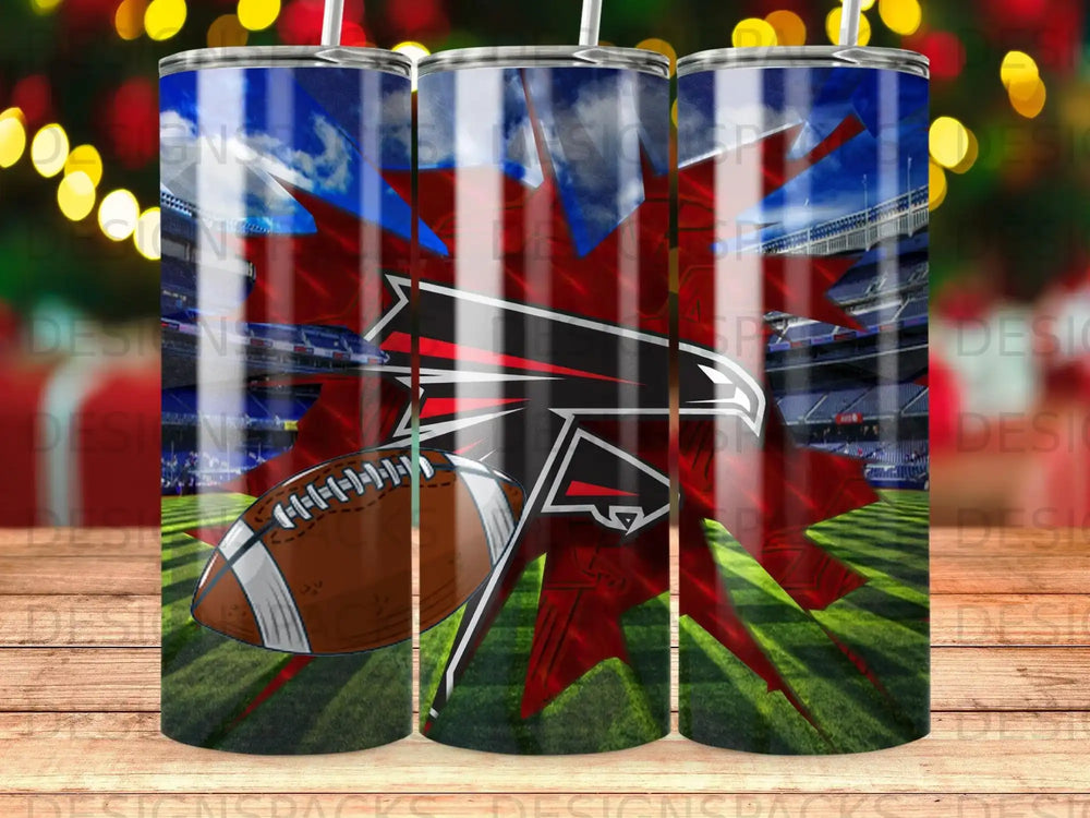 Atlanta Falcons football with stadium background and team logo.