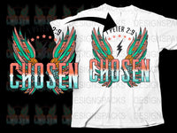 Chosen Graphic T-Shirt with Wing Design, Inspirational Quote, Bold Typography, Christian Apparel, Unisex Fashion Tee