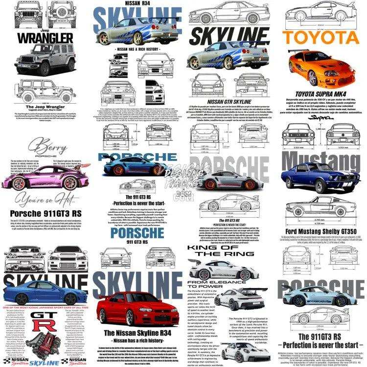 64 Cars Heritage Automobile Legacy Designs Bundle Png