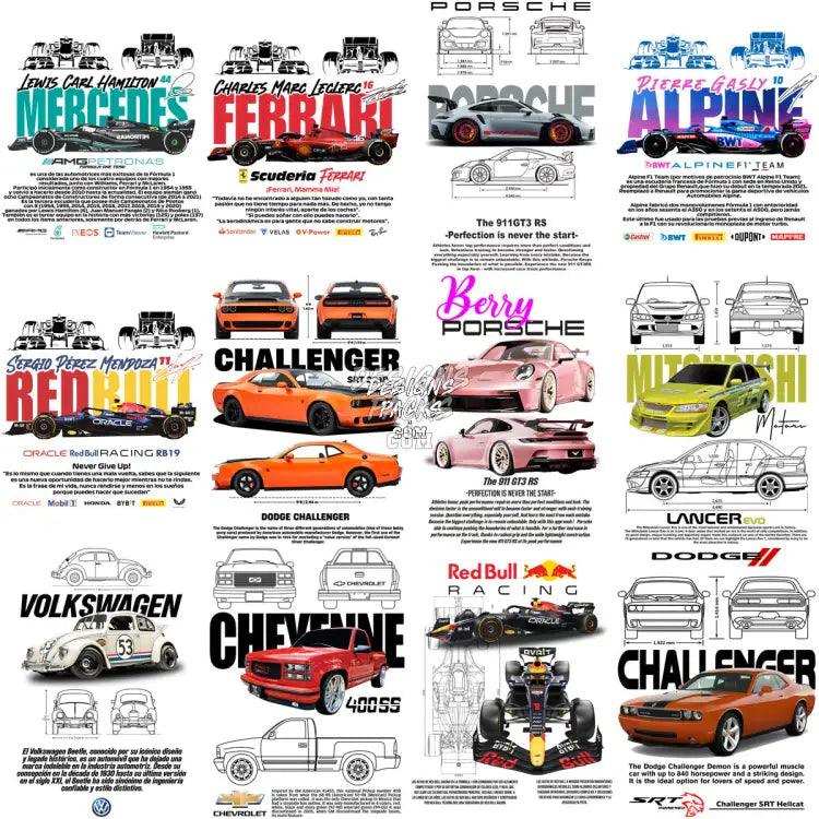 64 Cars Heritage Automobile Legacy Designs Bundle Png