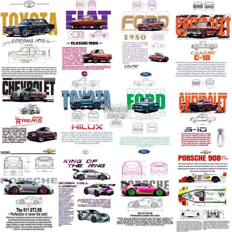 64 Cars Heritage Automobile Legacy Designs Bundle Png