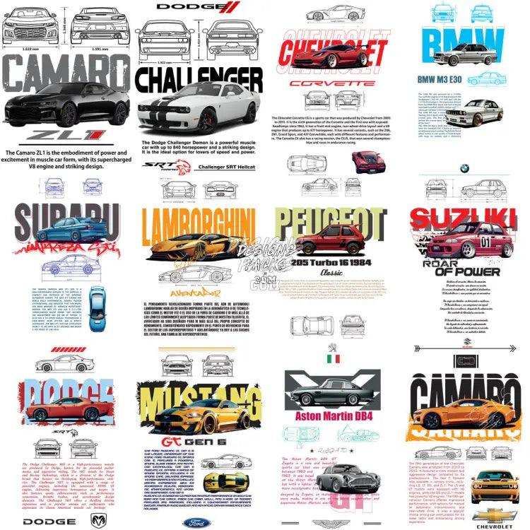 64 Cars Heritage Automobile Legacy Designs Bundle Png