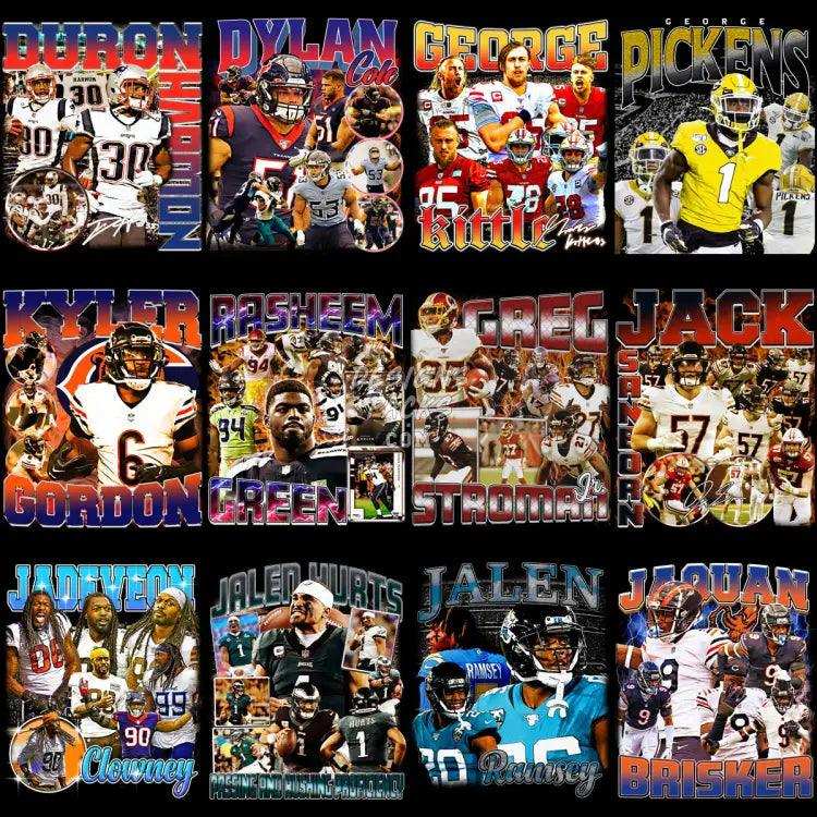 64 Football Players Bootleg Designs Bundle Png
