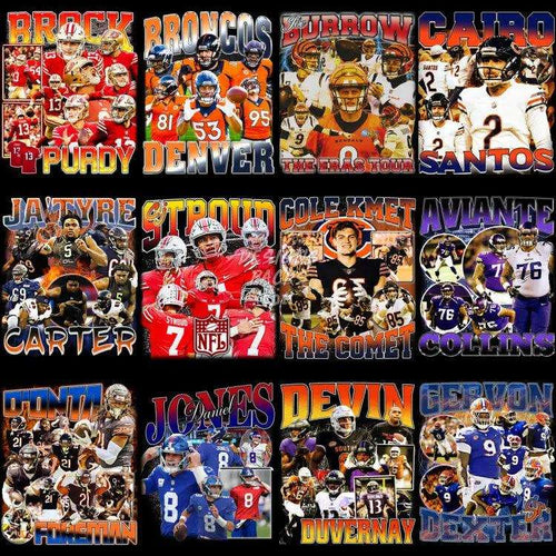 64 Football Players Bootleg Designs Bundle Png