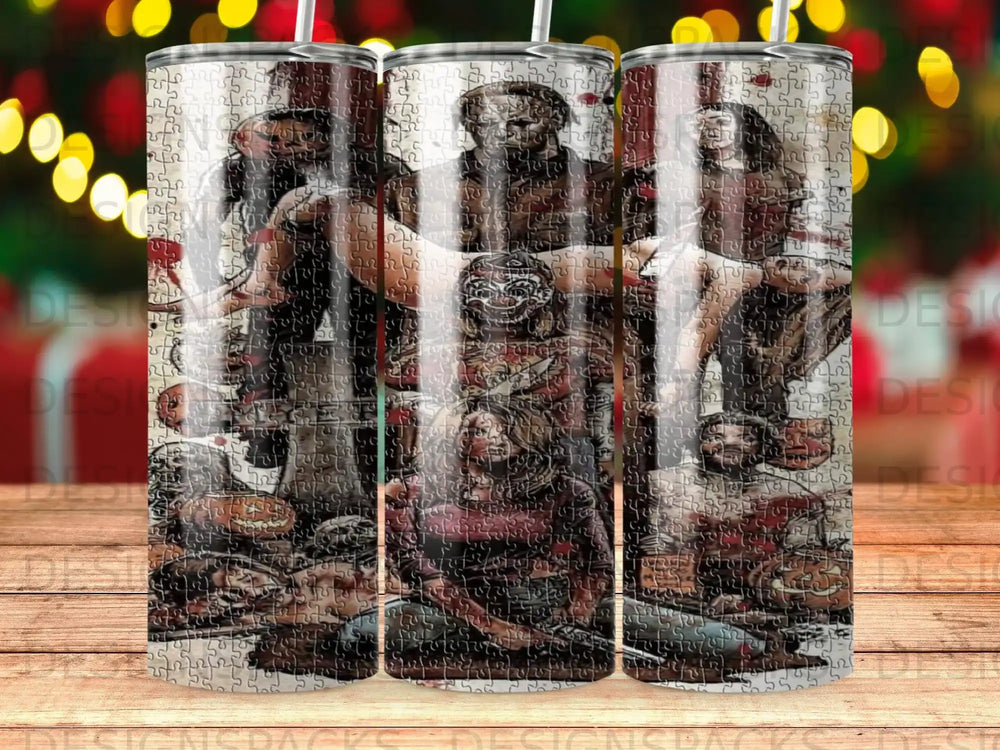 Classic horror icons Halloween puzzle art tumbler product type
