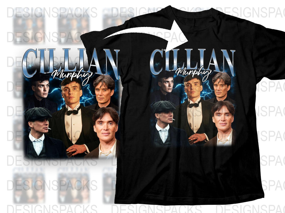 Cillian Murphy Fan T-Shirt, Peaky Blinders Multiple Faces, Actor Tribute, Black Unisex Tee, TV Series Inspired, Gift for Fans