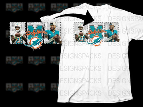Miami Dolphins Themed T-Shirt, Custom Sports Team Graphic Tee, Full Color Player Design, NFL Fan Apparel