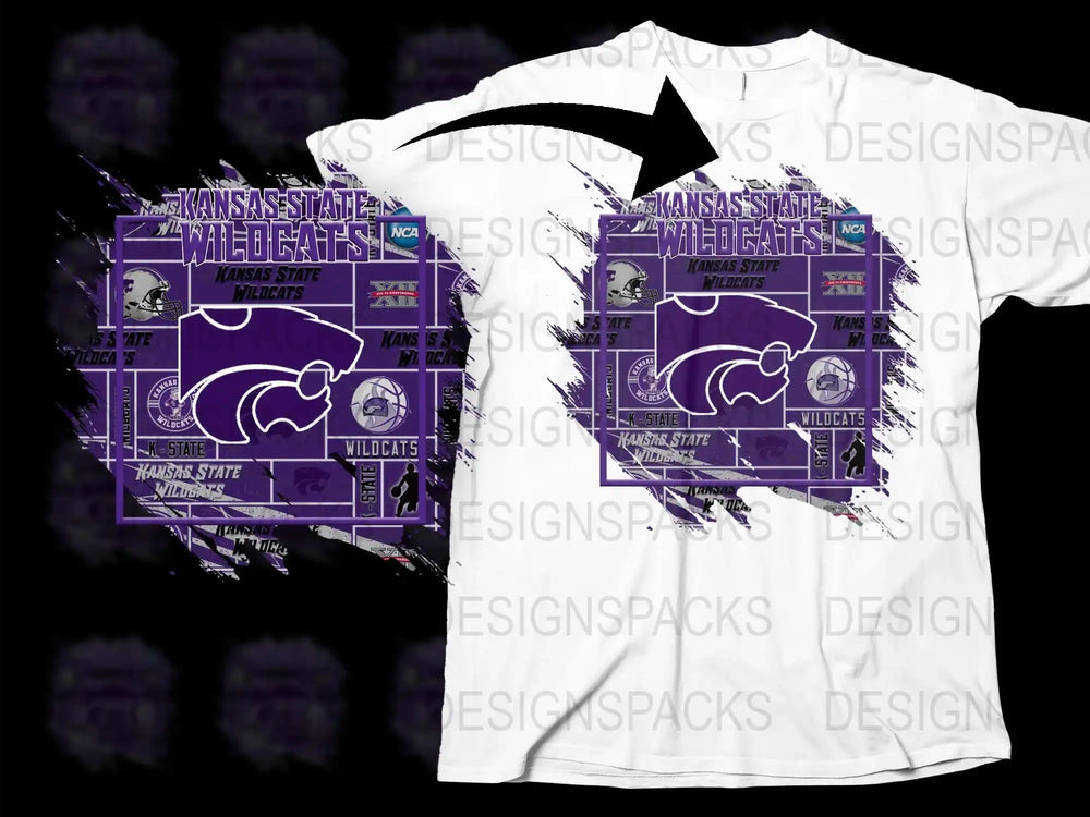 Kansas State Wildcats T-Shirt Vintage Sports Graphic Tee College Football Fan Gear White Purple