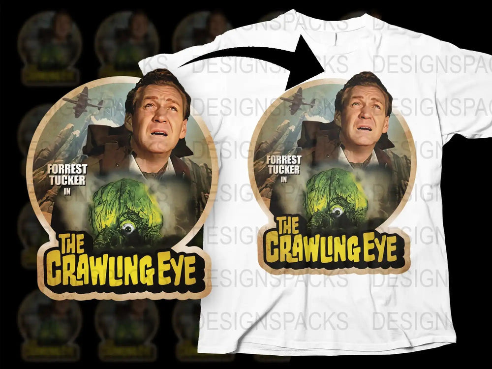 Vintage Horror Movie T-Shirt The Crawling Eye Forrest Tucker Graphic Tee