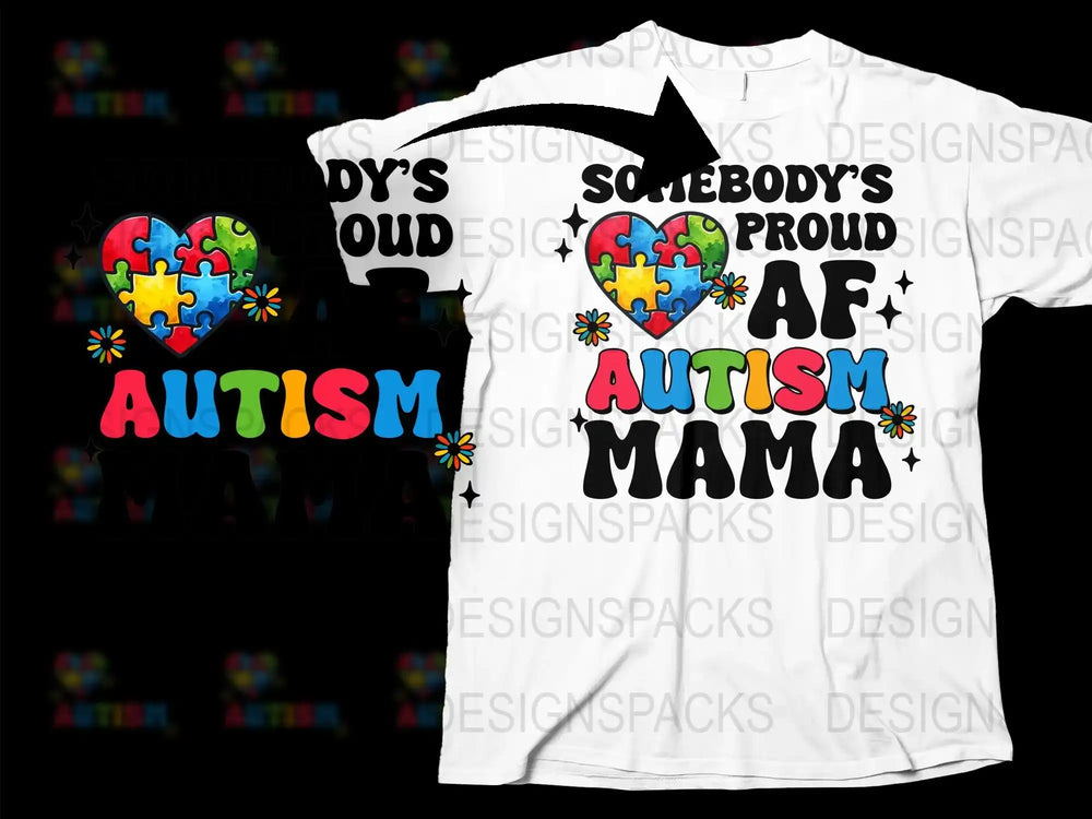 Autism Awareness T-Shirts, Colorful Puzzle Piece Design, Proud Autism Mama Graphic Tees, Supportive Family Apparel