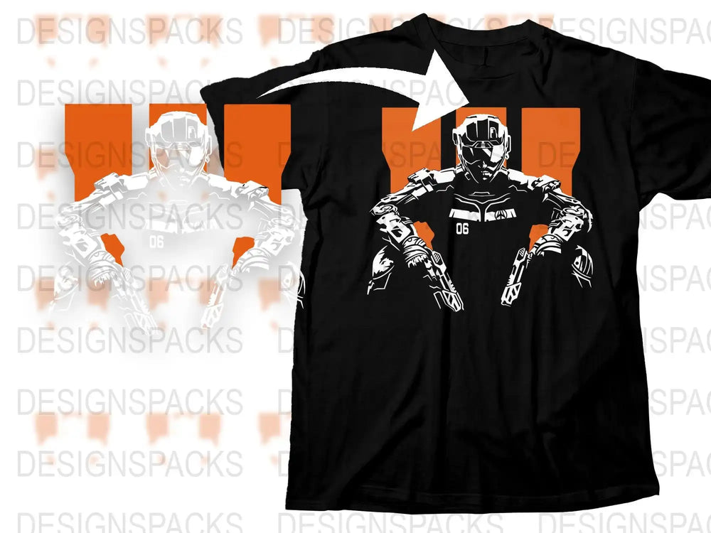 Futuristic Robot Graphic T-Shirt, Orange and Black, Tech Inspired Apparel, Men's Fashion Tee, Casual Wear, Unique Gift Idea
