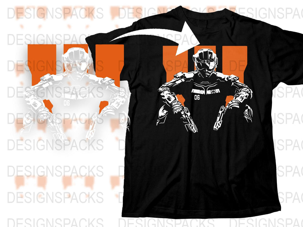 Futuristic Robot Graphic T-Shirt, Orange and Black, Tech Inspired Apparel, Men's Fashion Tee, Casual Wear, Unique Gift Idea