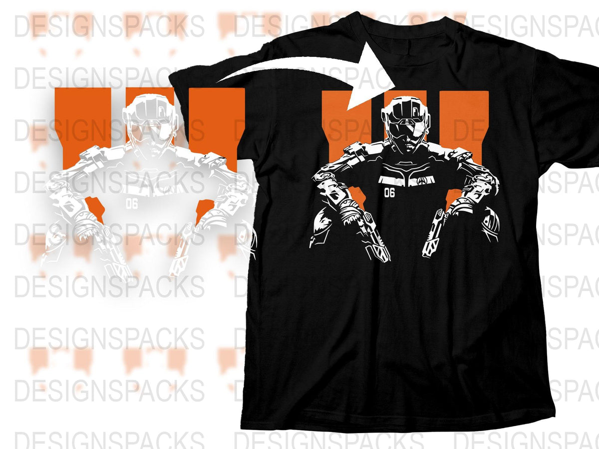 Futuristic Robot Graphic T-Shirt, Orange and Black, Tech Inspired Apparel, Men's Fashion Tee, Casual Wear, Unique Gift Idea