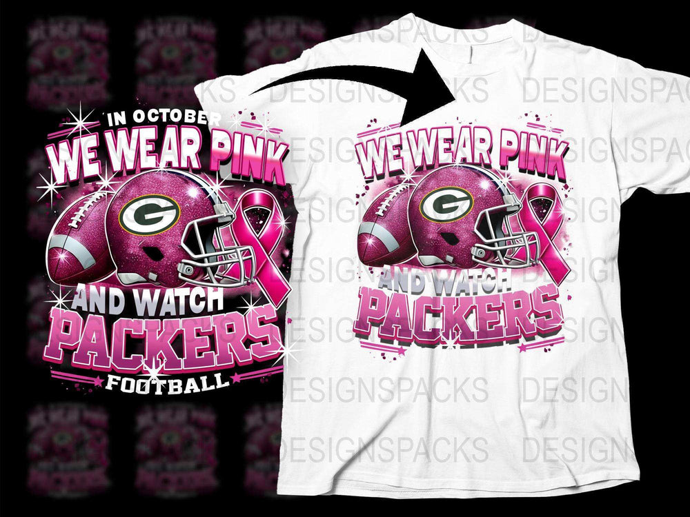 Pink October Packers Football T-Shirt, Breast Cancer Awareness, Fan Gear