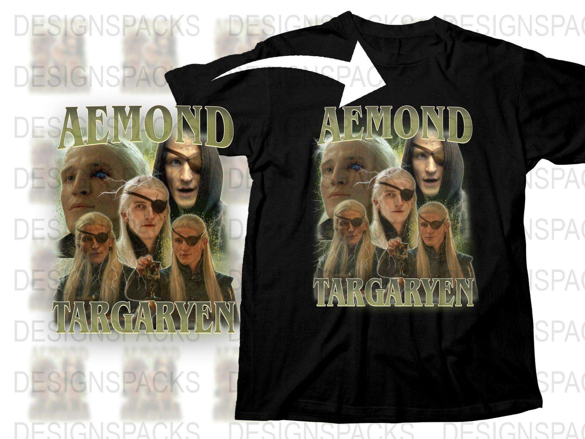 Targaryen House Inspired Black T-Shirt, Game of Thrones Fan Apparel, Unisex Graphic Tee with Character Collage Design