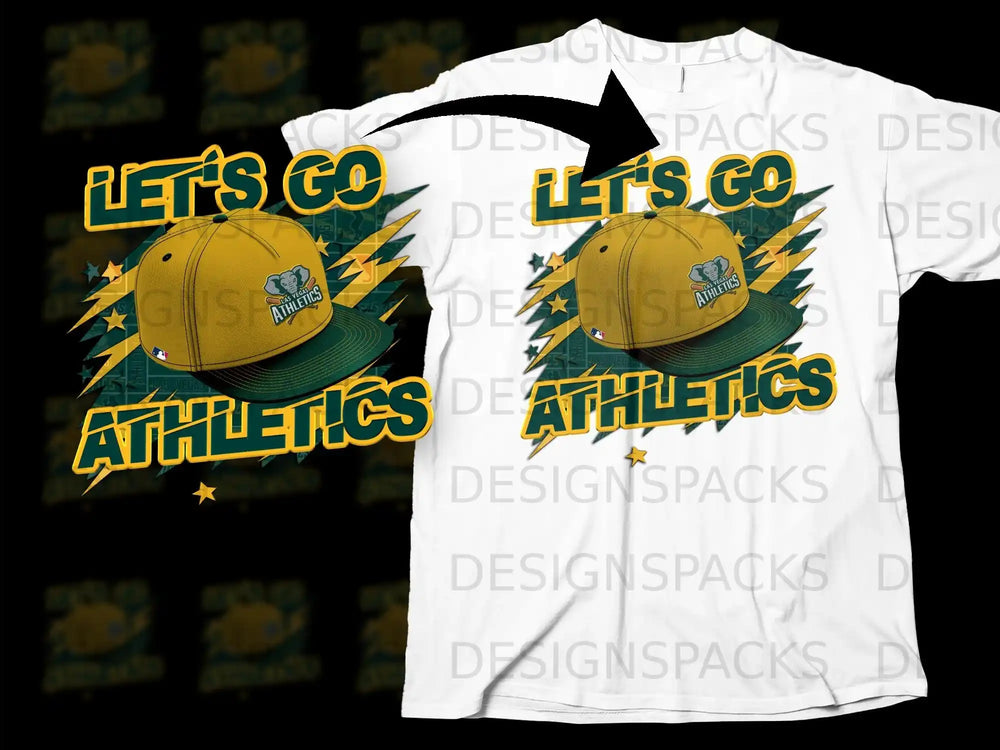 Let's Go Athletics Cap and Stars Graphic Tee Shirt