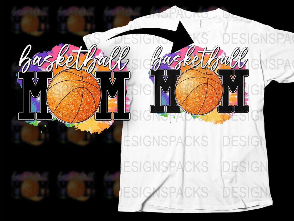 Basketball Mom T-Shirt, Colorful Sports Graphic Tee, Gift for Mothers, Basketball Print Shirt