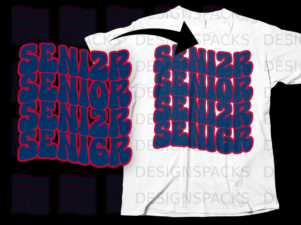 Senior Class of 2023 text design on a white t-shirt mockup.