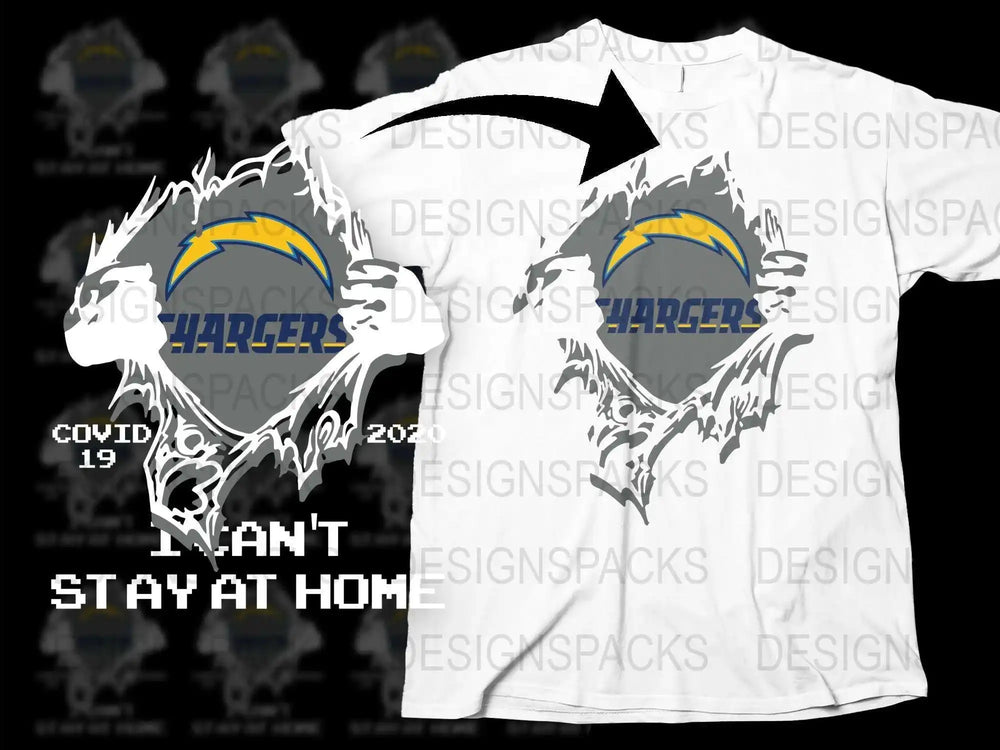 Los Angeles Chargers T-Shirt, Claw Scratch Design, Football Fan Apparel, Casual Sports Tee