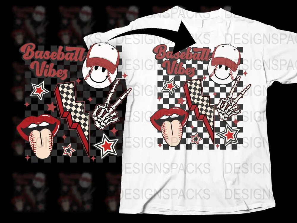 Baseball Vibes Graphic T-Shirt, Urban Streetwear, Checkerboard Design, Trendy Unisex Tee, Modern Style Apparel, Fashion Forward Top