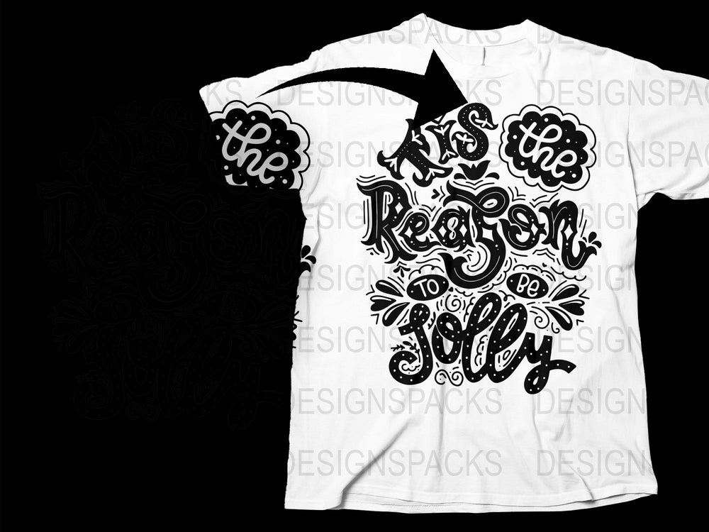 White T-Shirt with 'Tis the Season to be Jolly' Christmas Graphic, Unisex Holiday Tee