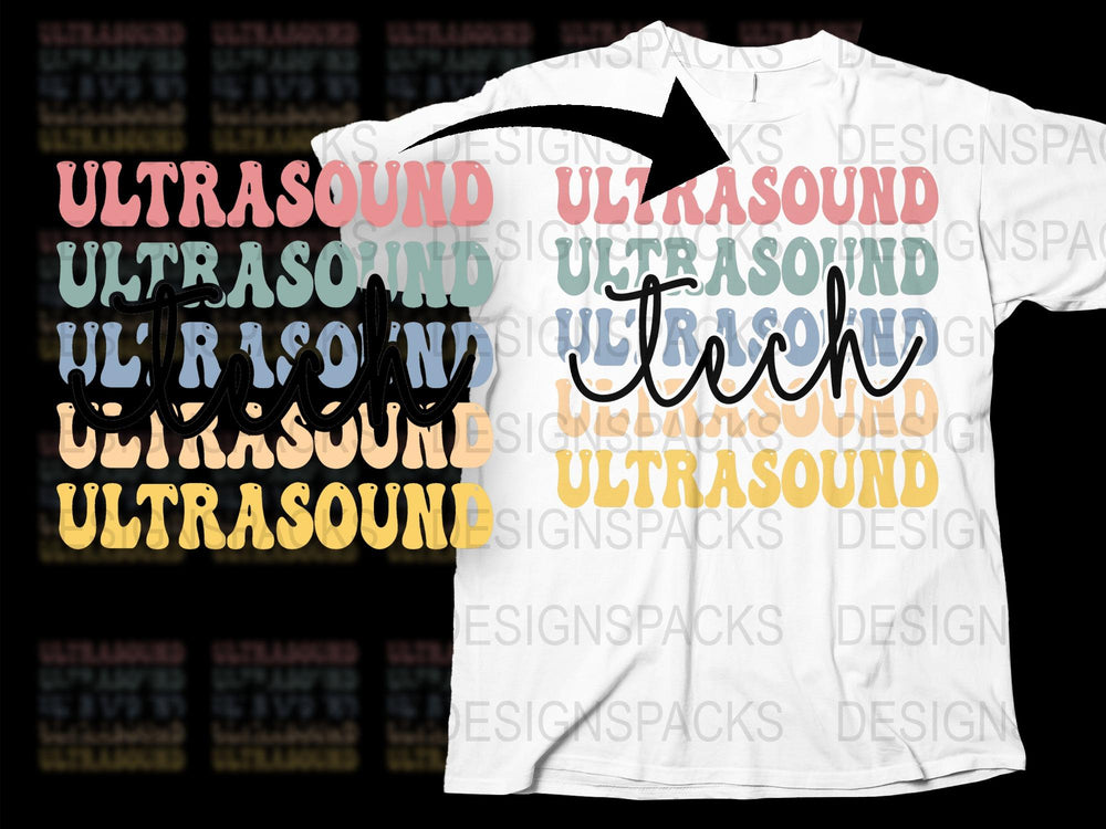 Ultrasound Tech T-Shirt, Colorful Medical Sonographer Gift, Radiology Crew Casual Top, Healthcare Professional Apparel